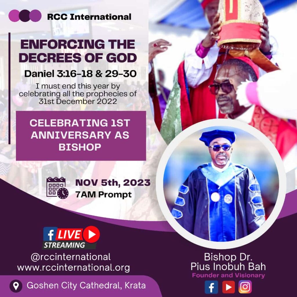 Celebrating one year anniversary in this office as God's Ordained Bishop